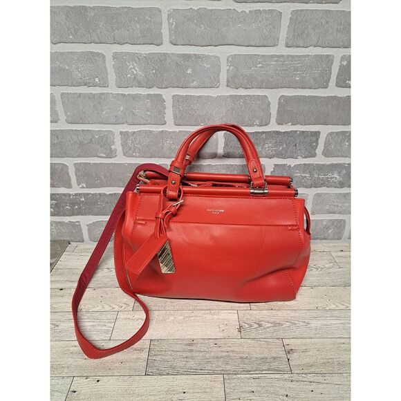 David Jones Paris Womens ‎ Red Classic Handbag Crossbody PU Leather - Picture 1 of 14